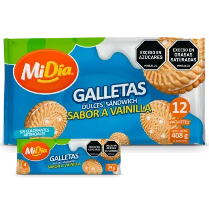 Galleta Crema Vainilla MiDía 408g